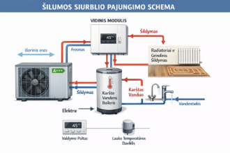 Šilumos siurblio pajungimo schema